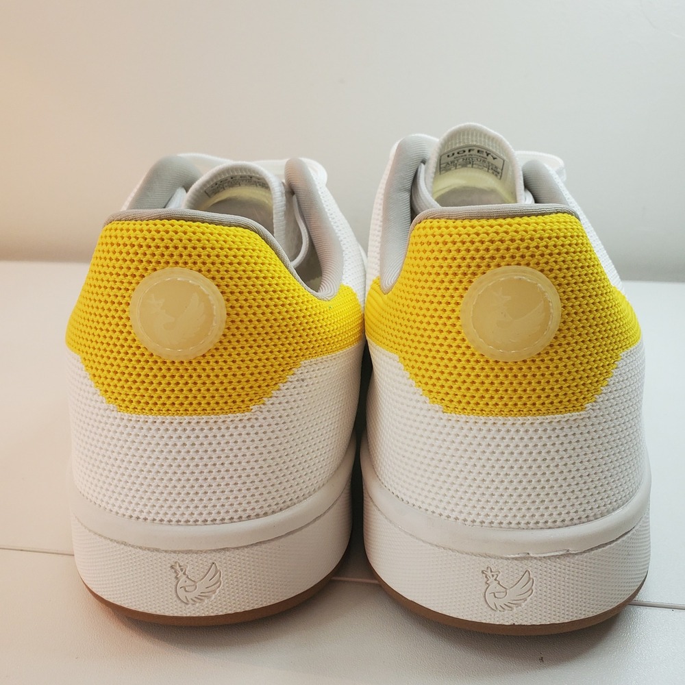 Men's White Knit Sneakers with Yellow Heel Detail - Picture 10 of 10